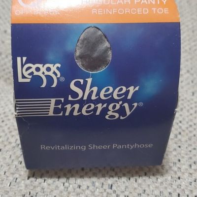 Leggs Sheer Energy Pantyhose Off Black Q 60507 Regular Reinforced Toe